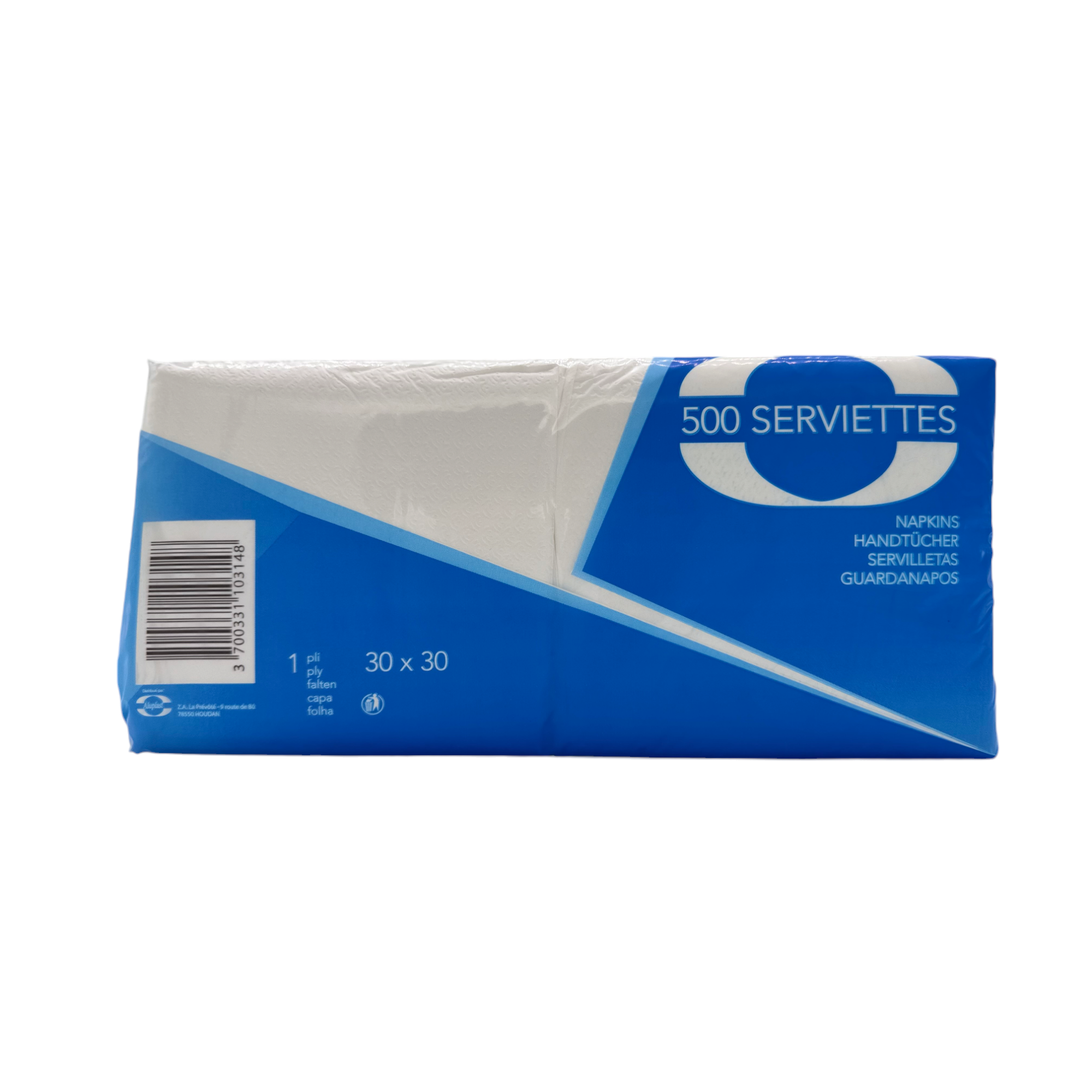 Serviette papier blanche 1 pli 30x30cm